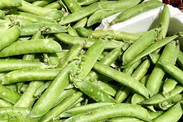 Spring peas in the pod, at a street market